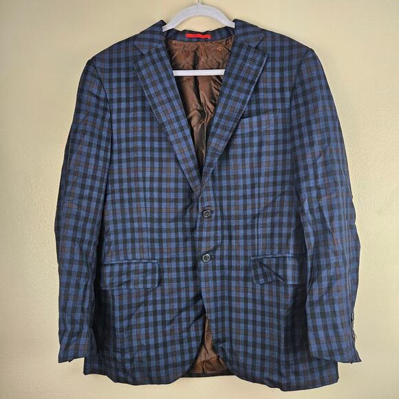 Isaia Other - Isaia Blue Check Wool Sport Coat 44R (Eu 54)